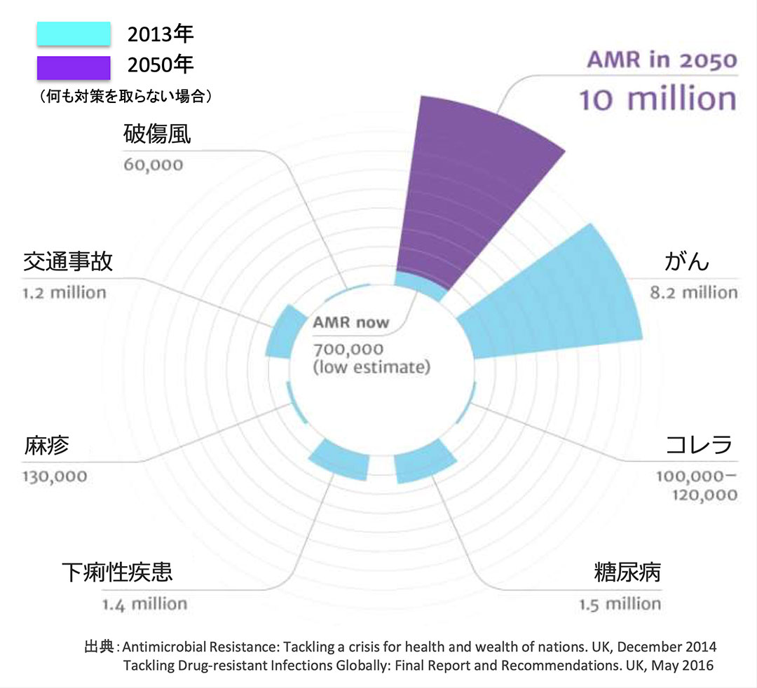 AMRに起因する死亡者数の推定（オニールレポート）